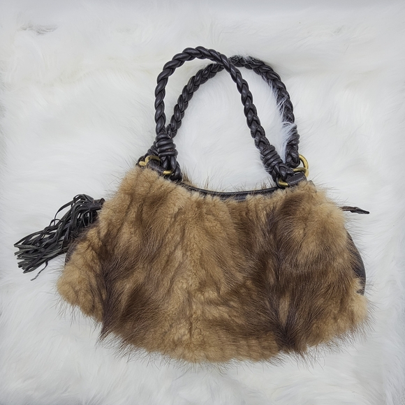 Paolo Masi Brown Shoulder Bag with Braided Handles - Picture 1 of 8